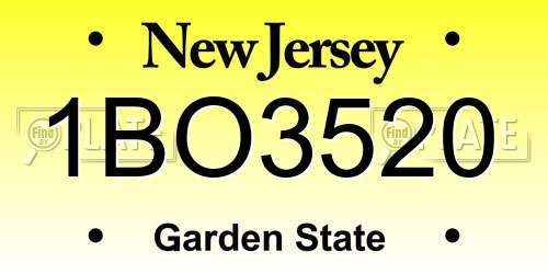 1BO3520 New Jersey License Plate
