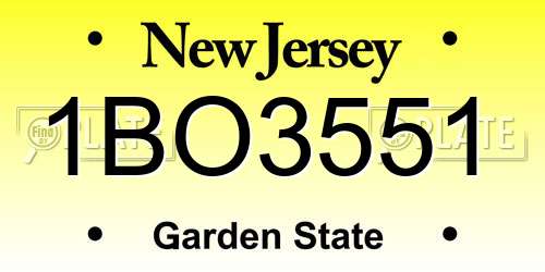 1BO3551 New Jersey License Plate