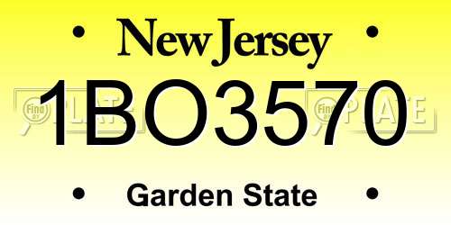 1BO3570 New Jersey License Plate