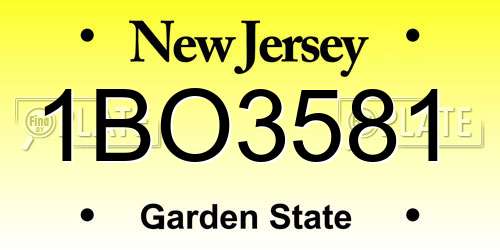 1BO3581 New Jersey License Plate