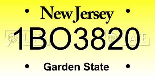 1BO3820 New Jersey License Plate
