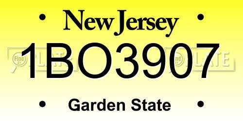 1BO3907 New Jersey License Plate