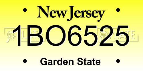 1BO6525 New Jersey License Plate
