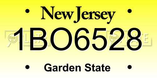 1BO6528 New Jersey License Plate