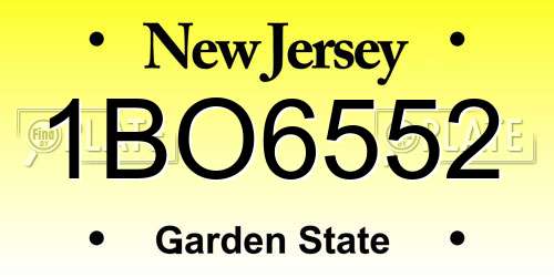 1BO6552 New Jersey License Plate