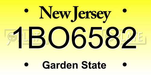 1BO6582 New Jersey License Plate