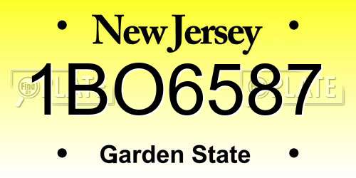 1BO6587 New Jersey License Plate