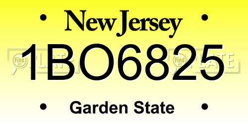 1BO6825 New Jersey License Plate