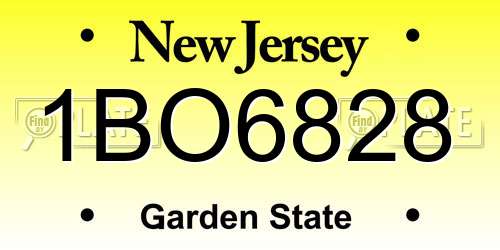 1BO6828 New Jersey License Plate