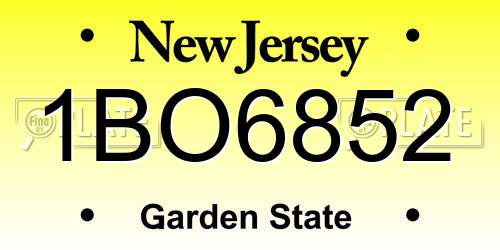 1BO6852 New Jersey License Plate