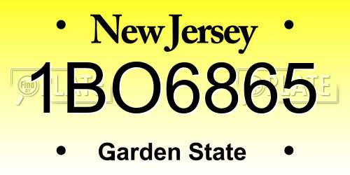 1BO6865 New Jersey License Plate