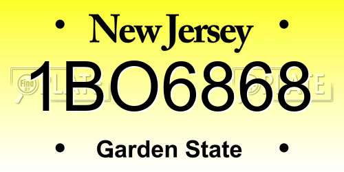 1BO6868 New Jersey License Plate