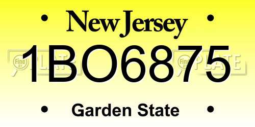 1BO6875 New Jersey License Plate