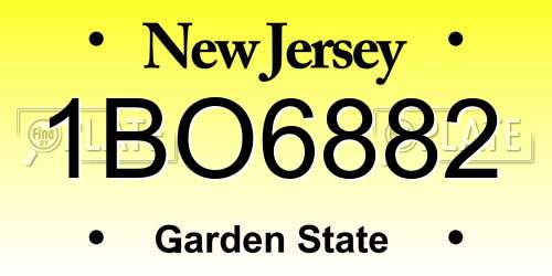 1BO6882 New Jersey License Plate