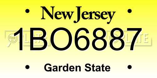 1BO6887 New Jersey License Plate