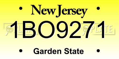 1BO9271 New Jersey License Plate