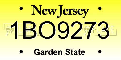 1BO9273 New Jersey License Plate