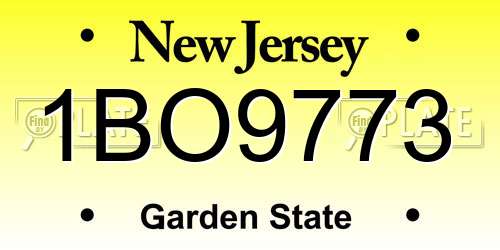 1BO9773 New Jersey License Plate