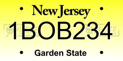 1BOB234 New Jersey License Plate