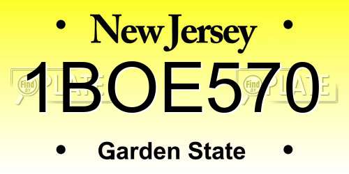 1BOE570 New Jersey License Plate