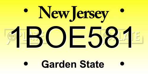 1BOE581 New Jersey License Plate