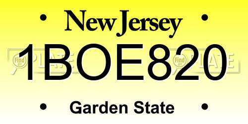 1BOE820 New Jersey License Plate