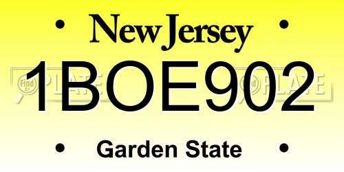 1BOE902 New Jersey License Plate