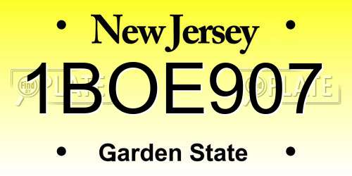 1BOE907 New Jersey License Plate