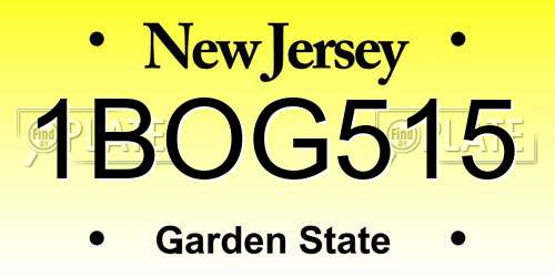 1BOG515 New Jersey License Plate