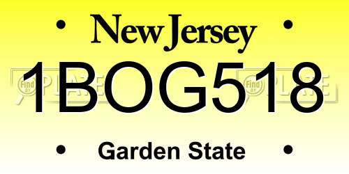 1BOG518 New Jersey License Plate