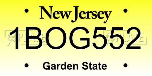 1BOG552 New Jersey License Plate