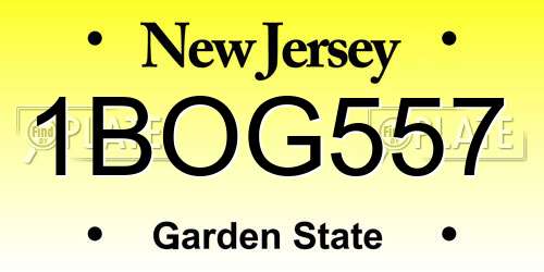 1BOG557 New Jersey License Plate