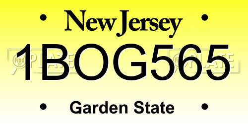 1BOG565 New Jersey License Plate