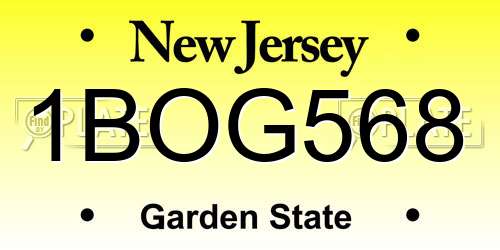 1BOG568 New Jersey License Plate