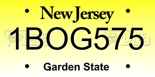 1BOG575 New Jersey License Plate