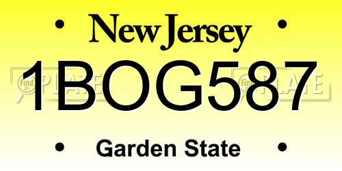 1BOG587 New Jersey License Plate