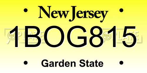 1BOG815 New Jersey License Plate