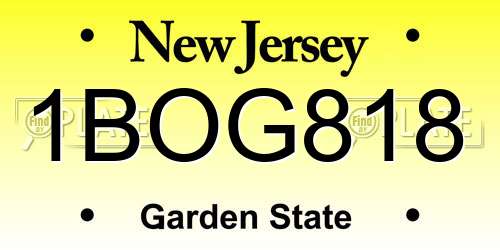 1BOG818 New Jersey License Plate