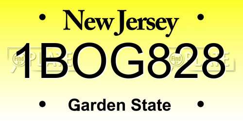 1BOG828 New Jersey License Plate