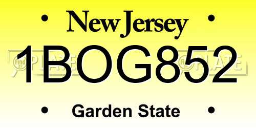 1BOG852 New Jersey License Plate