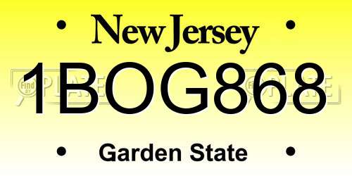 1BOG868 New Jersey License Plate