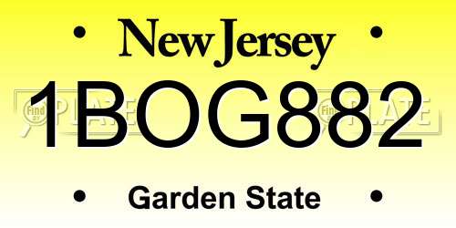 1BOG882 New Jersey License Plate