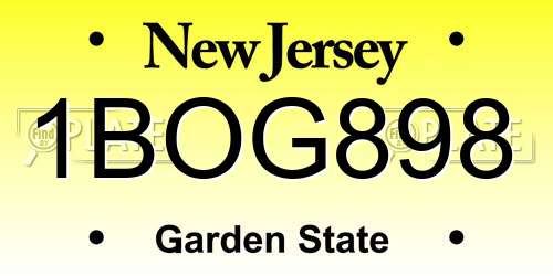 1BOG898 New Jersey License Plate