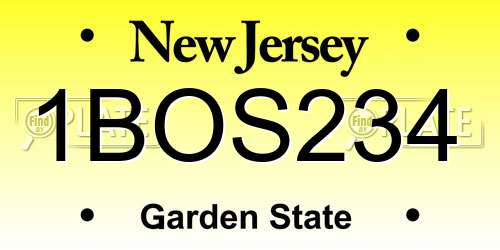 1BOS234 New Jersey License Plate
