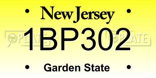 1BP302 New Jersey License Plate