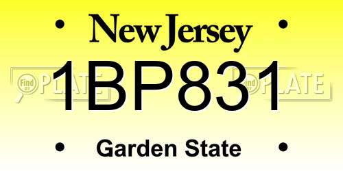 1BP831 New Jersey License Plate