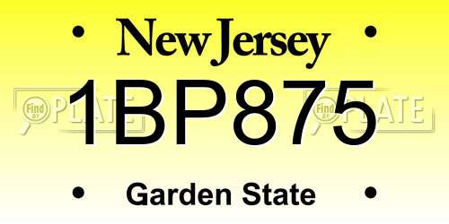 1BP875 New Jersey License Plate