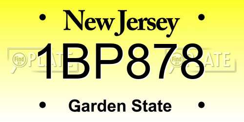 1BP878 New Jersey License Plate