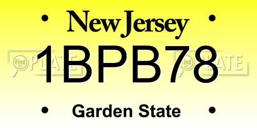 1BPB78 New Jersey License Plate