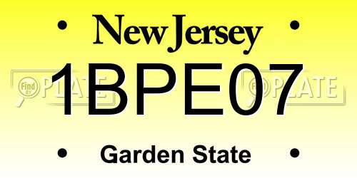 1BPE07 New Jersey License Plate